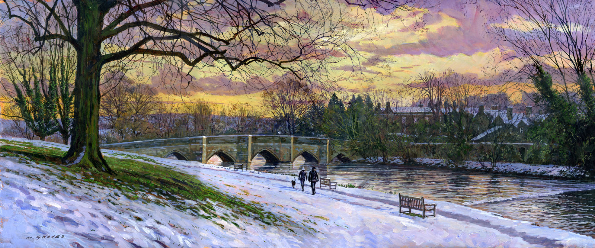 Bakewell Bridge, Winter Sunset by Michael Groves
