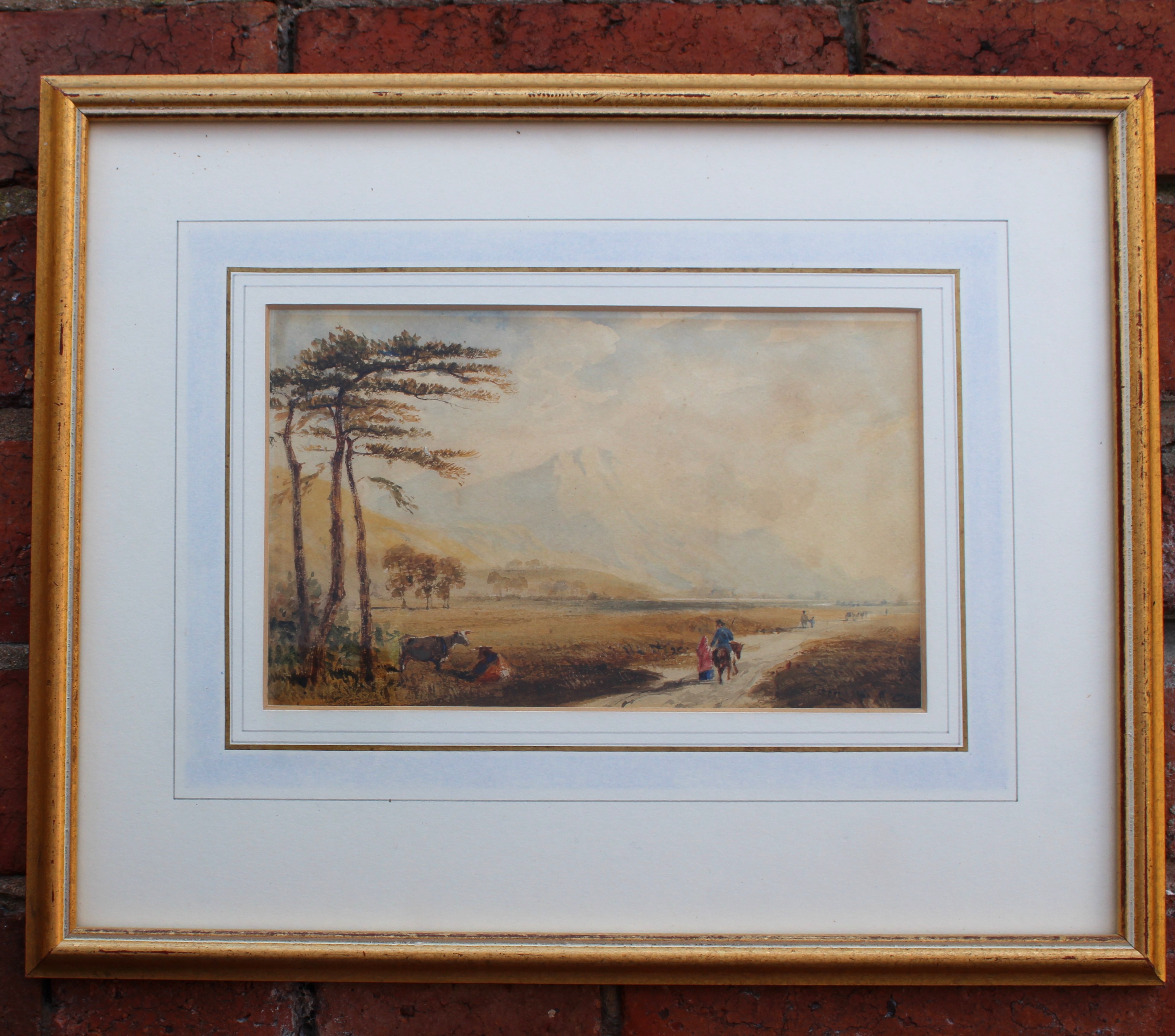 Rural scene with mountains in background by Newton Smith Fielding 