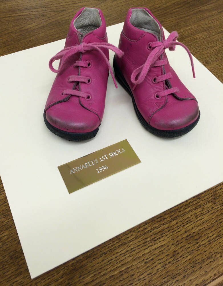 Pink Baby Shoes framed - custom plaque