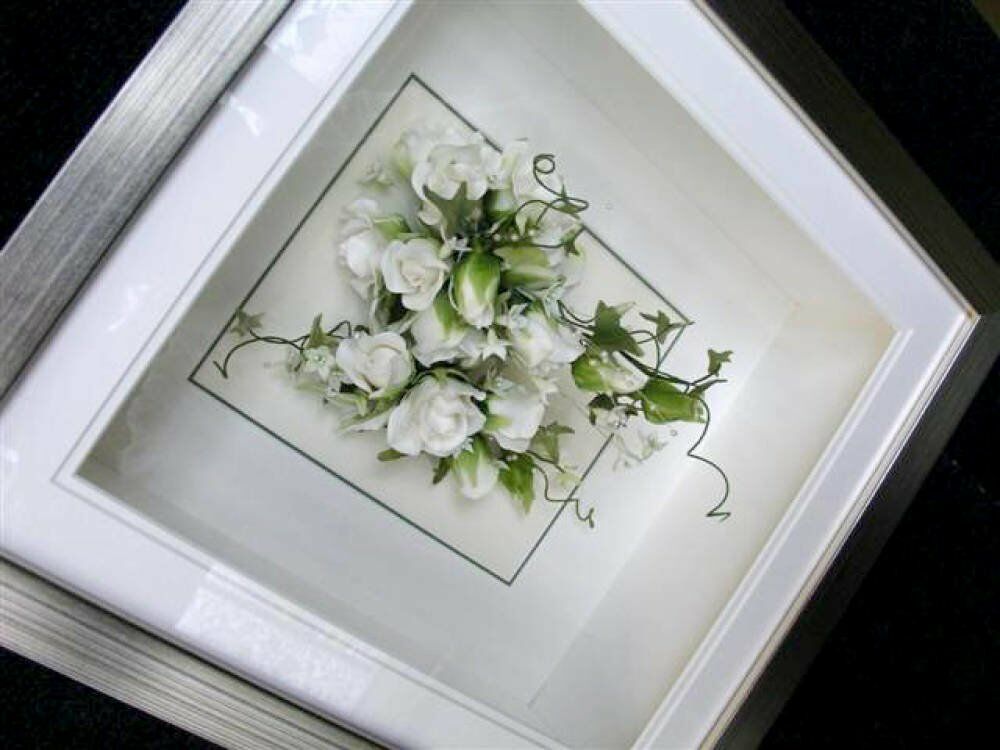 Weddings flowers in silver bespoke box frame - 