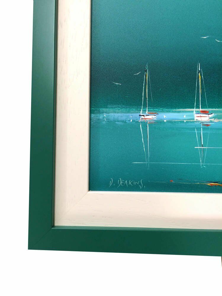 Turquoise framing for marine artwork - double frame
