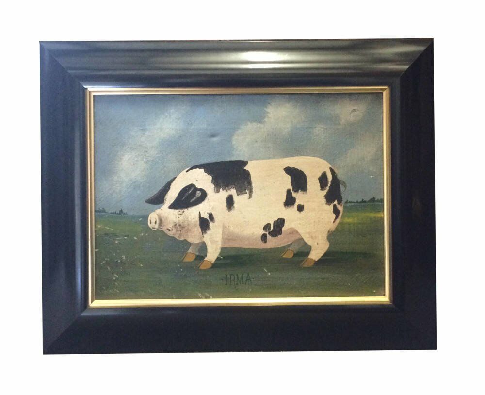 Antique Oil Painting of a Pig Named Irma