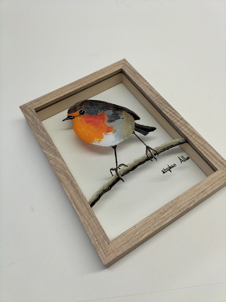Painting of Robin on Glass