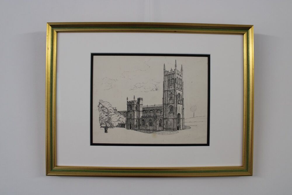 Ink Drawing of St Mary’s Church in Bruton Somerset