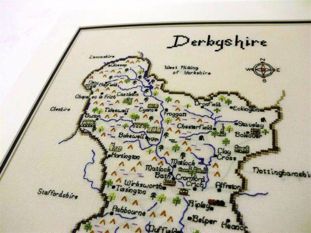 Map of Derbyshire Embroidery