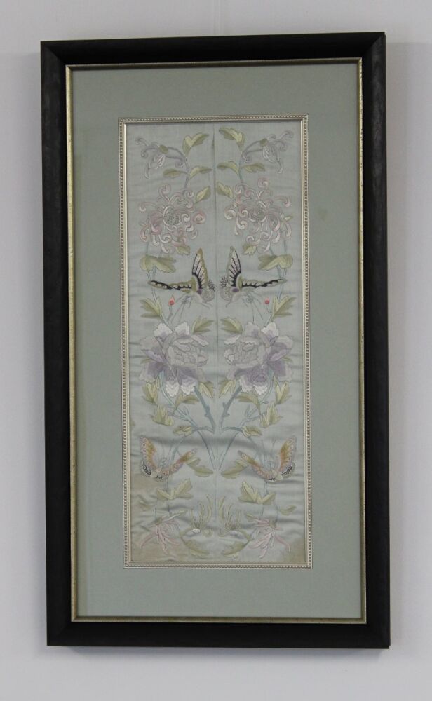 Silk Embroidered with Butterflies and Flowers