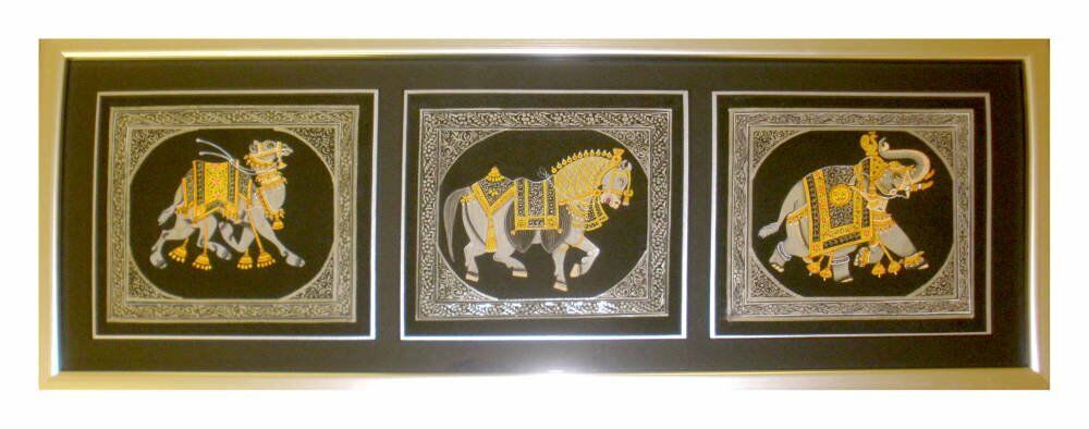 Triptych of Silk Paintings