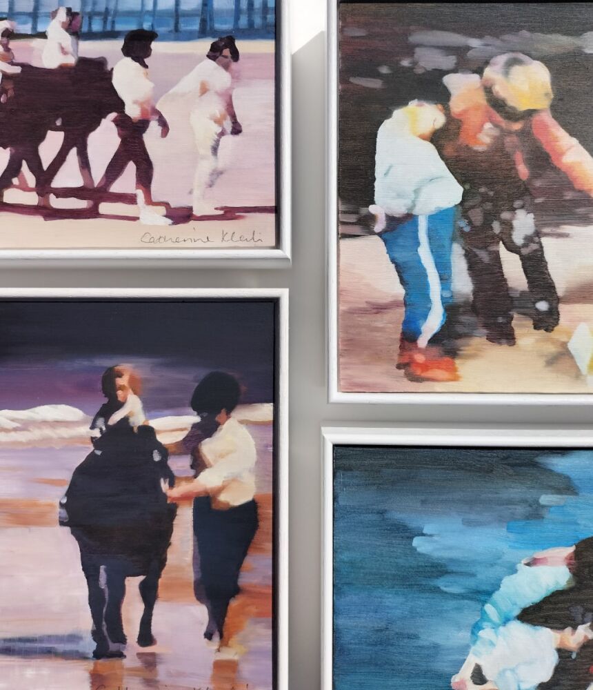 Set of Four Oil Paintings on Board by Catherine Kleeli 