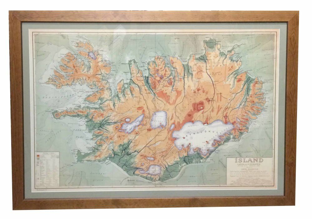 Map Framing - framed art map of iceland bespoke wooden frames