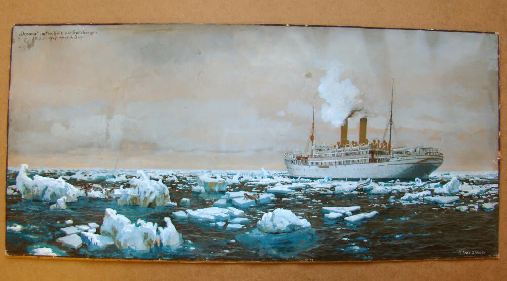 Derbyshire framers oil paintings framed oil painting with glass - Arctic ship oil painting framed