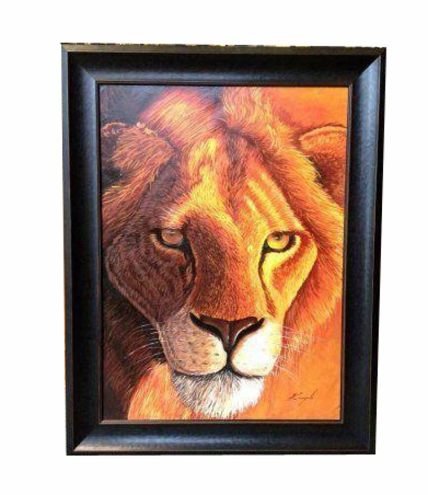 Framed painting ebony frame stretched painting - Oil Painting Framing