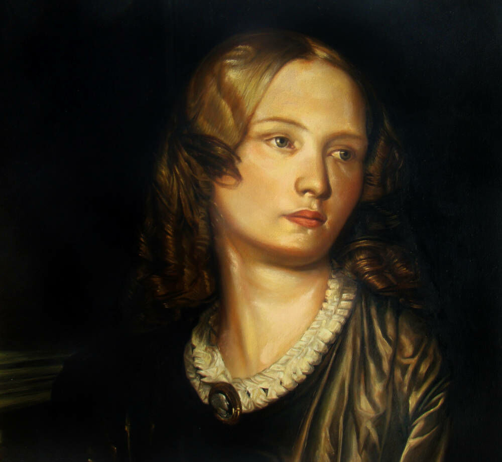 Bespoke gold leaf frame female portrait framed
