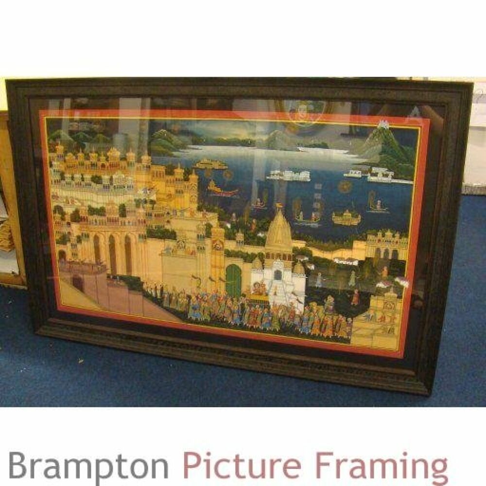 Framed professionally mounted spacer - Very Large Indian Painting on Silk