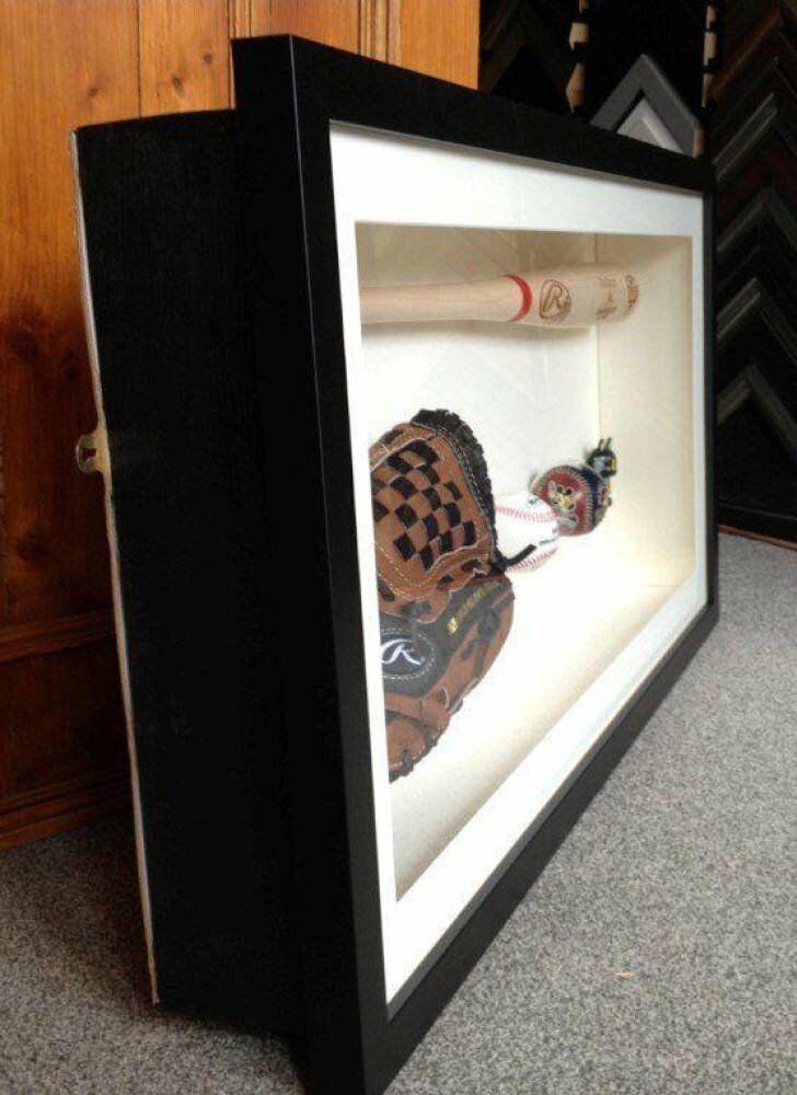Baseball Bat Balls and Glove Framing Project - float framing baseball bat framed hand stitching