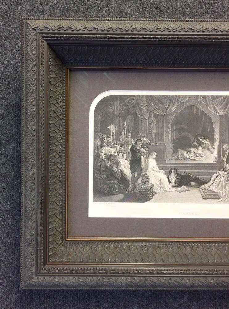 antique print framed - double larson juhl frame