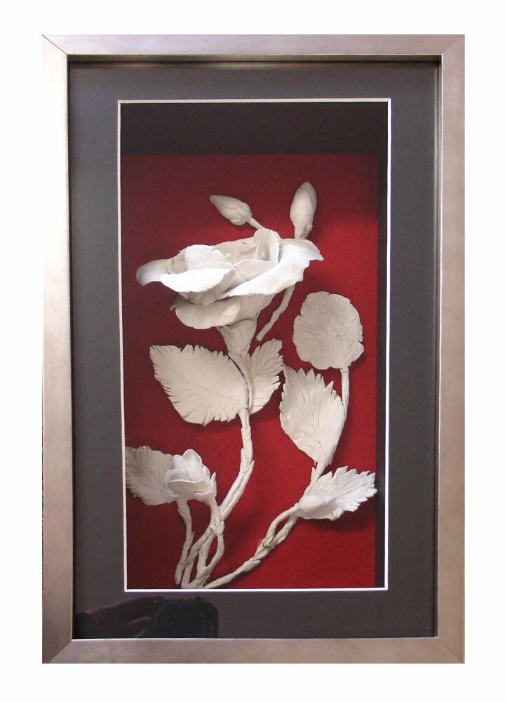 Download 3d Ceramic Flower Framed In Deep Box Frame