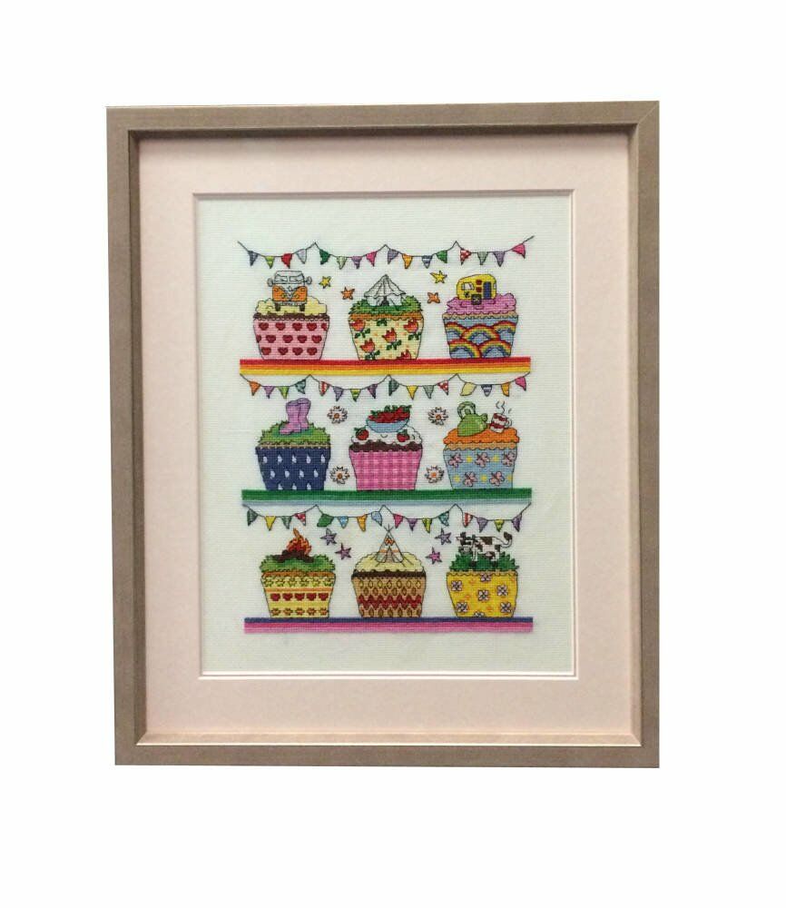 Cupcakes cross stitch framed - gift ideas for her 