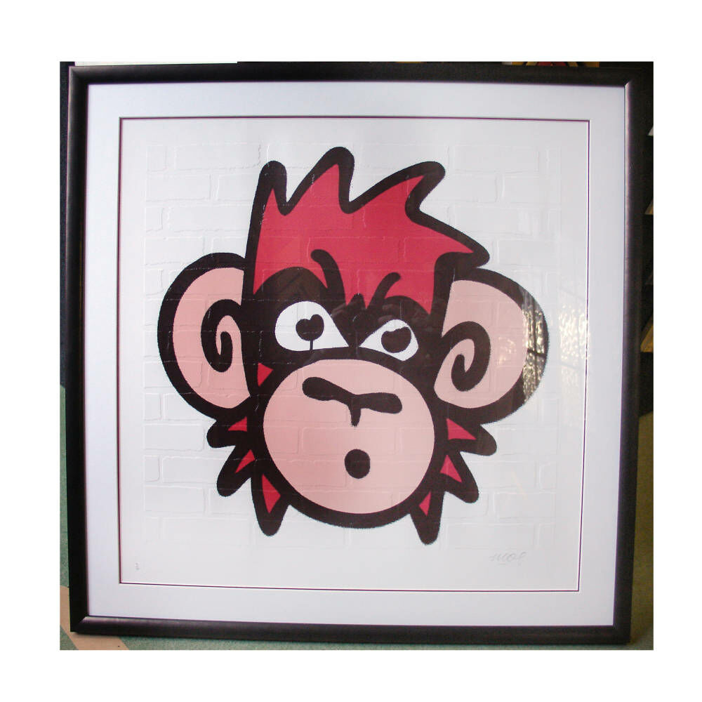 Monkey artwork print framing  - Mighty Mo embossed print framed