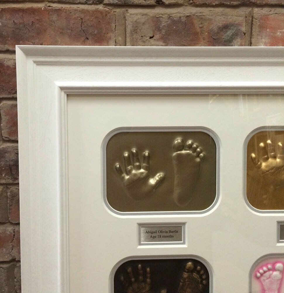 Double  curved corner mounts - Baby feet and hands framed