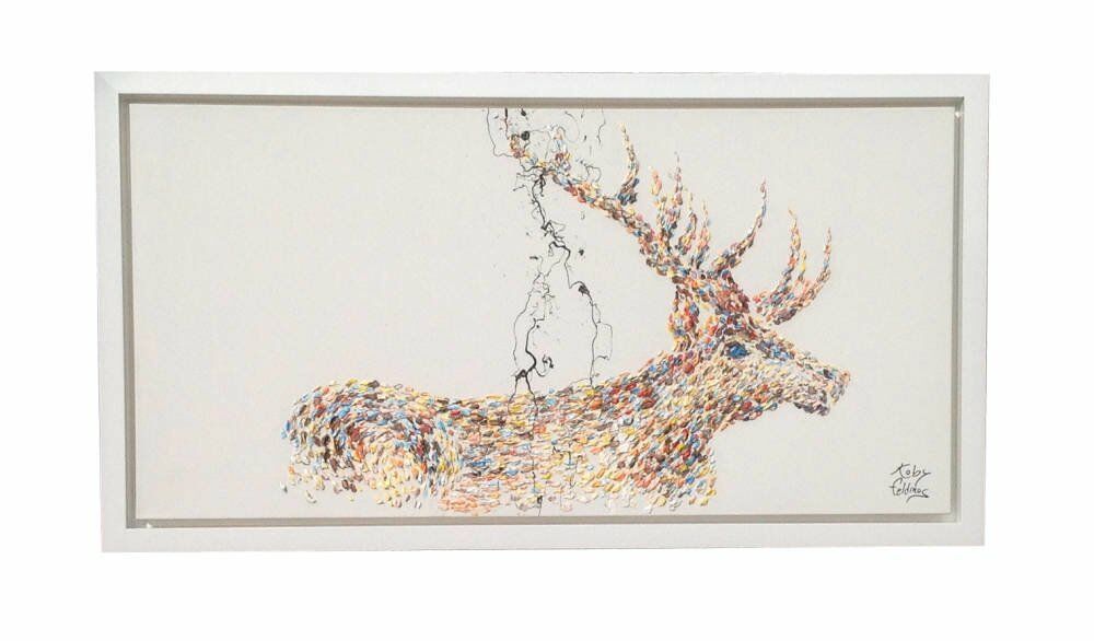 Oil Painting Framing - stag painting framed modern white frame floating canvas frame