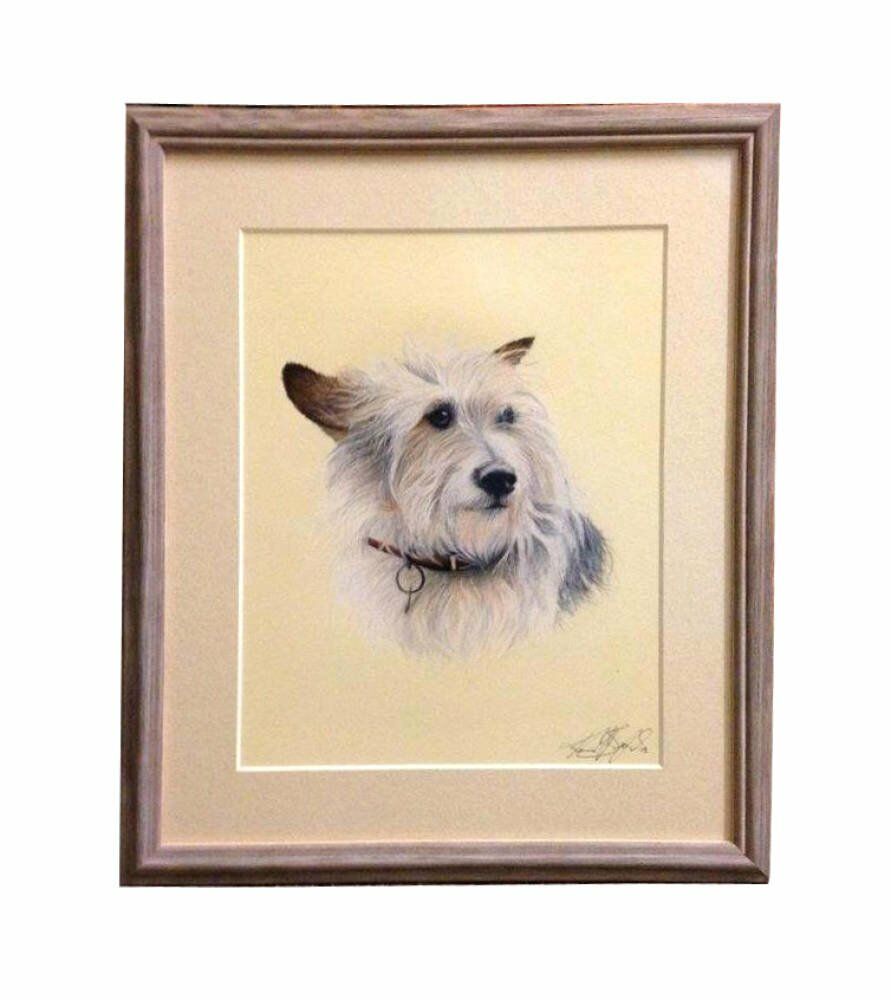 Stained wood frame subtle frame framed pet portraits wooden frames - Framed dog portrait