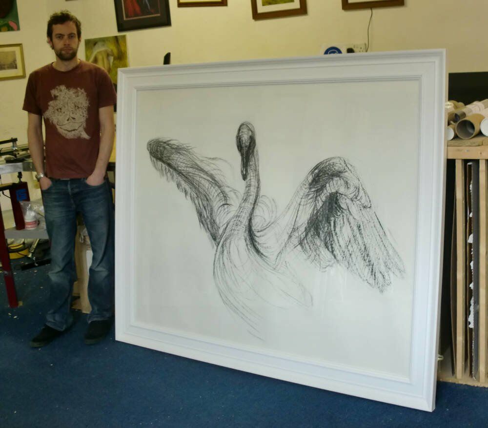 Very Large picture frames - swan framing charcoal swan framing