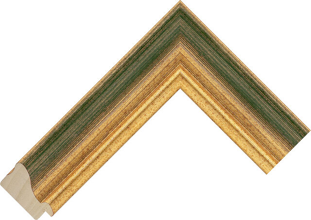Picture Frame Moulding 1600GG - Gold/Green - 44mm wide x 25mm deep