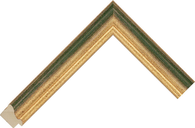 Picture Frame Moulding 1800GN - Gold/Green - 26mm wide x 25mm deep