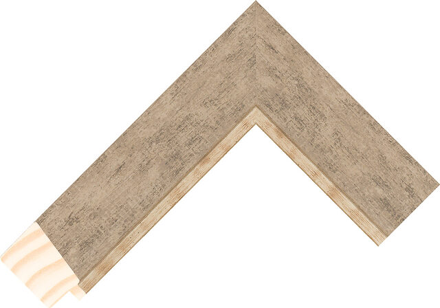 Corner sample of Light Grey/Silver Bevel Taeda Pine Frame Moulding