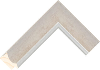 Corner sample of Grey/Silver Spoon Taeda Pine Frame Moulding