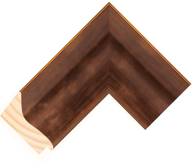 Corner sample of Copper Scoop Radiata Pine Frame Moulding