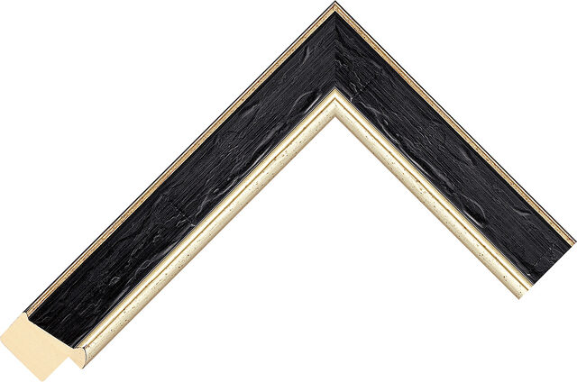 Corner sample of Ebony/Silver Reverse Radiata Pine Frame Moulding
