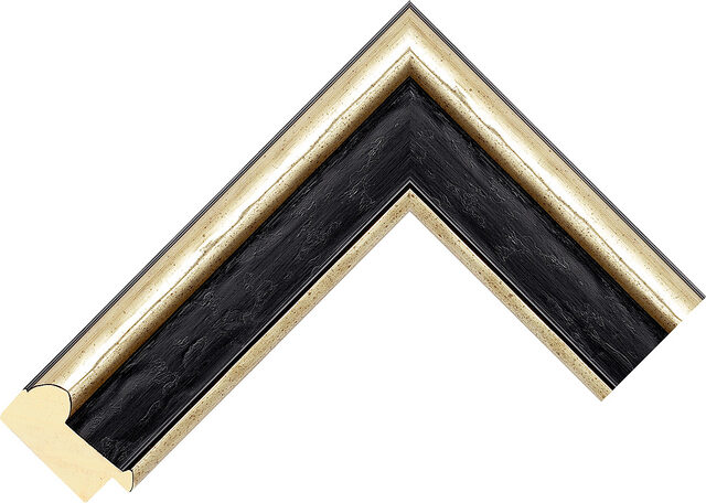 Picture Frame Moulding 435301 - Ebony/Silver - 45mm wide x 23mm deep