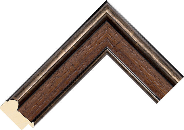 Picture Frame Moulding 435304 - Walnut/Pewter - 45mm wide x 23mm deep