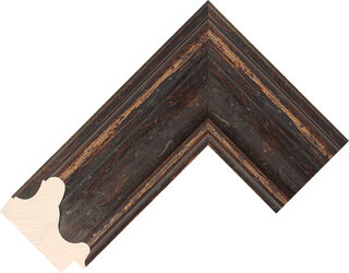 Corner sample of Brown Scoop Pine & Spruce Frame Moulding