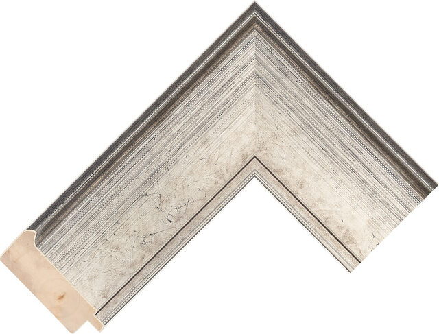 Corner sample of Silver Flat Pine Frame Moulding