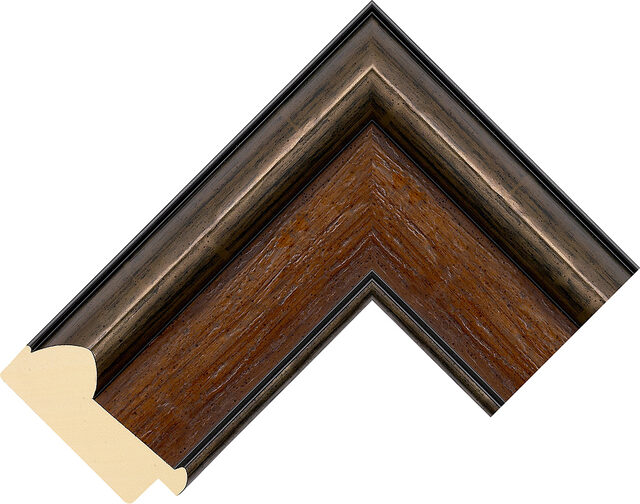 Picture Frame Moulding 645304 - Walnut/Pewter - 70mm wide x 32mm deep