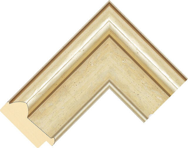 Picture Frame Moulding 645305 - Ivory/Silver - 70mm wide x 32mm deep