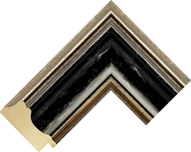 Picture Frame Moulding 684167348 - Black/Silver - 72mm wide x 30mm deep
