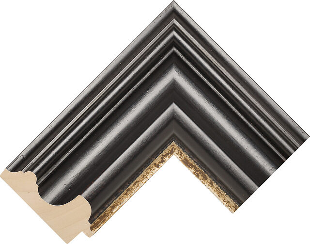 Corner sample of Black/Silver Scoop Ayous Frame Moulding
