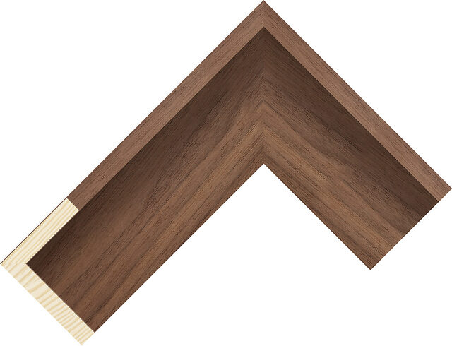 Corner sample of Walnut Float Pine Frame Moulding